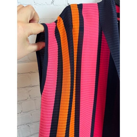 MISOOK black red pink orange knit open front sleeveless cardigan vest S NWOT - Picture 2 of 6